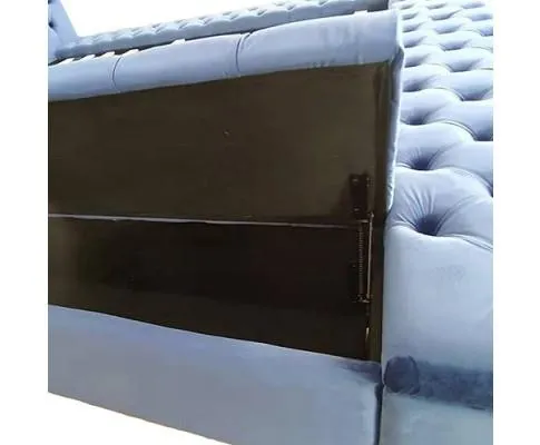 Anna Bedframe  Velvet Fabric Blue