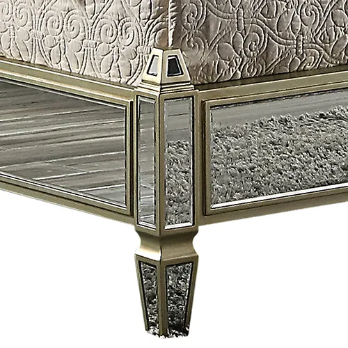Antique Bedframe Mirrored Work Silver Colour Tufted Headboard Deep Quilting