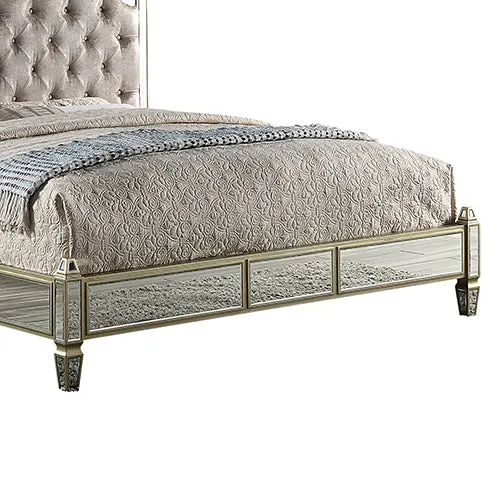 Antique Bedframe Mirrored Work Silver Colour Tufted Headboard Deep Quilting
