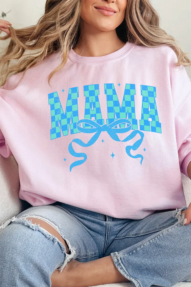 Aqua Checkered Arched Mama Unisex NuBlend Crew Sweatshirt