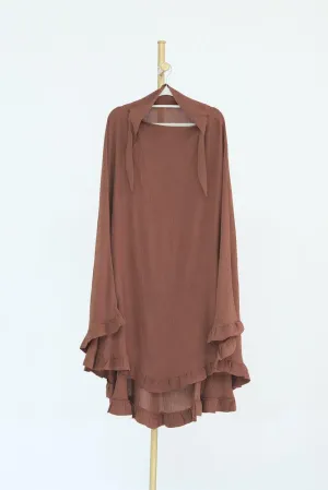 Ayman One Layer Ruffle Edge Khimar Hijab in Coffee