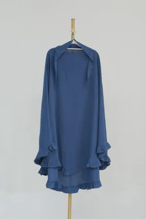 Ayman One Layer Ruffle Edge Khimar Hijab in Fog Blue