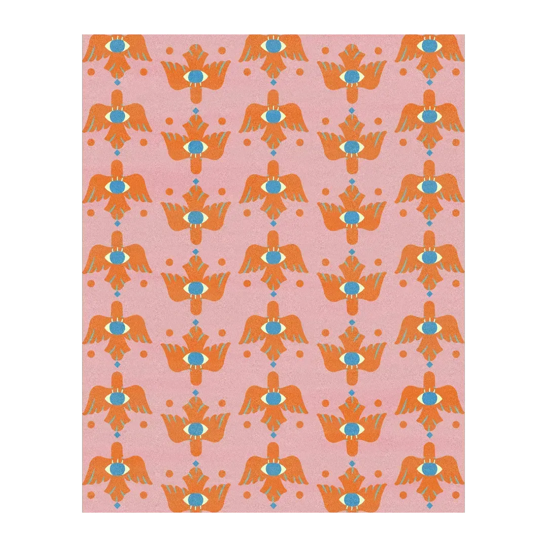 Azure Avian Hand Tufted Wool Rug - Orange