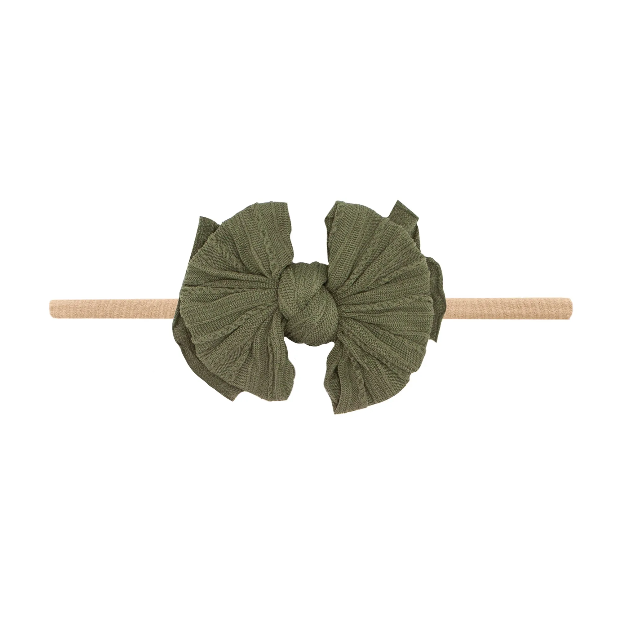 Baby Bling Army Green / Blush Cable Knit Lil FAB Skinny Headband