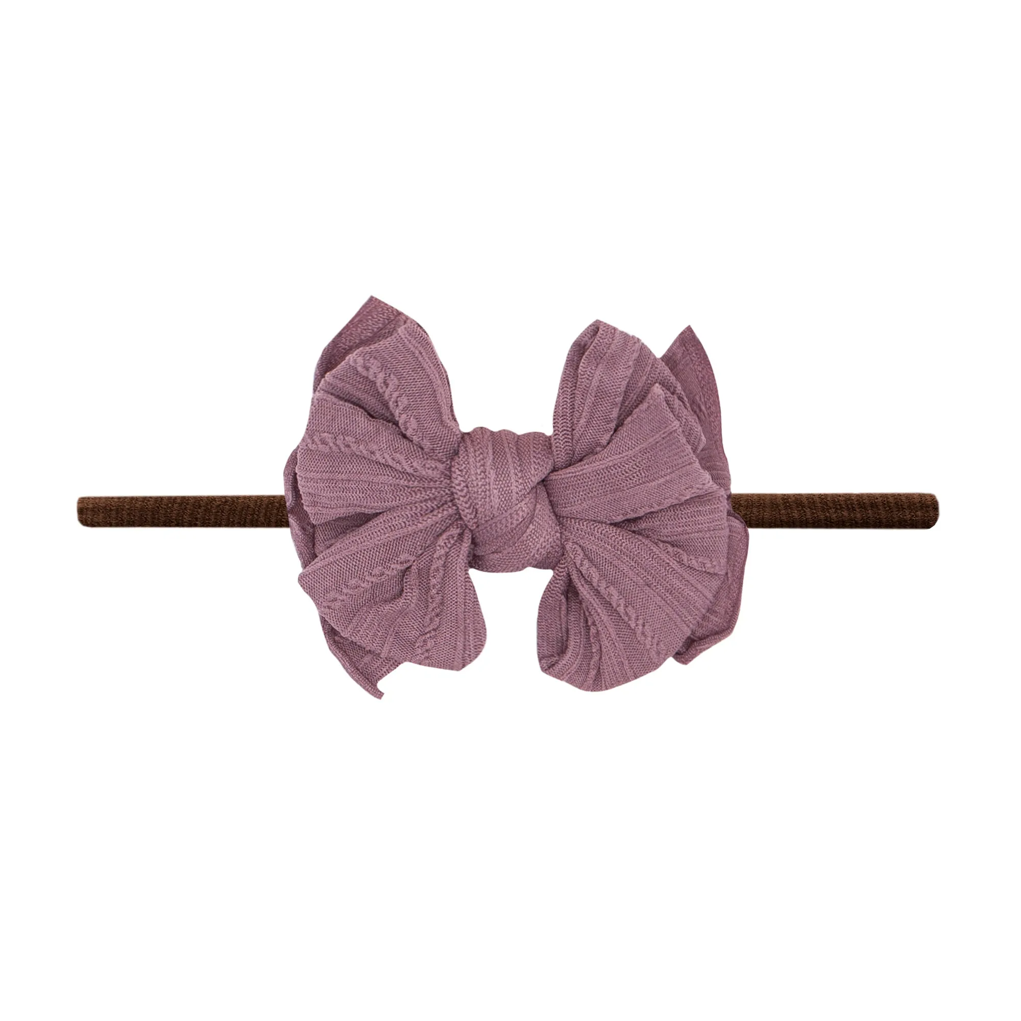 Baby Bling Lilac / Brown Cable Knit Lil FAB Skinny Headband