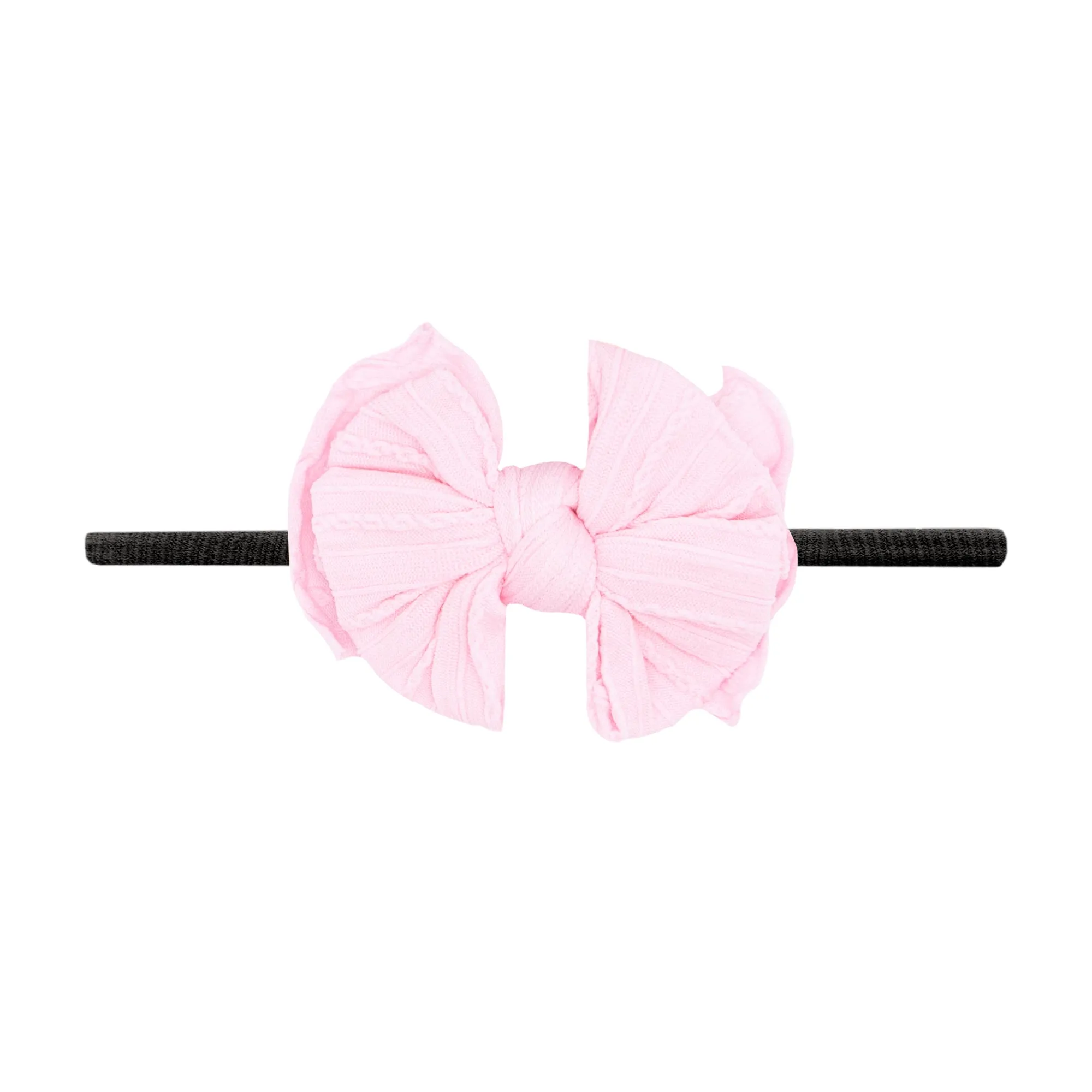 Baby Bling Pink / Black Cable Knit Lil FAB Skinny Headband