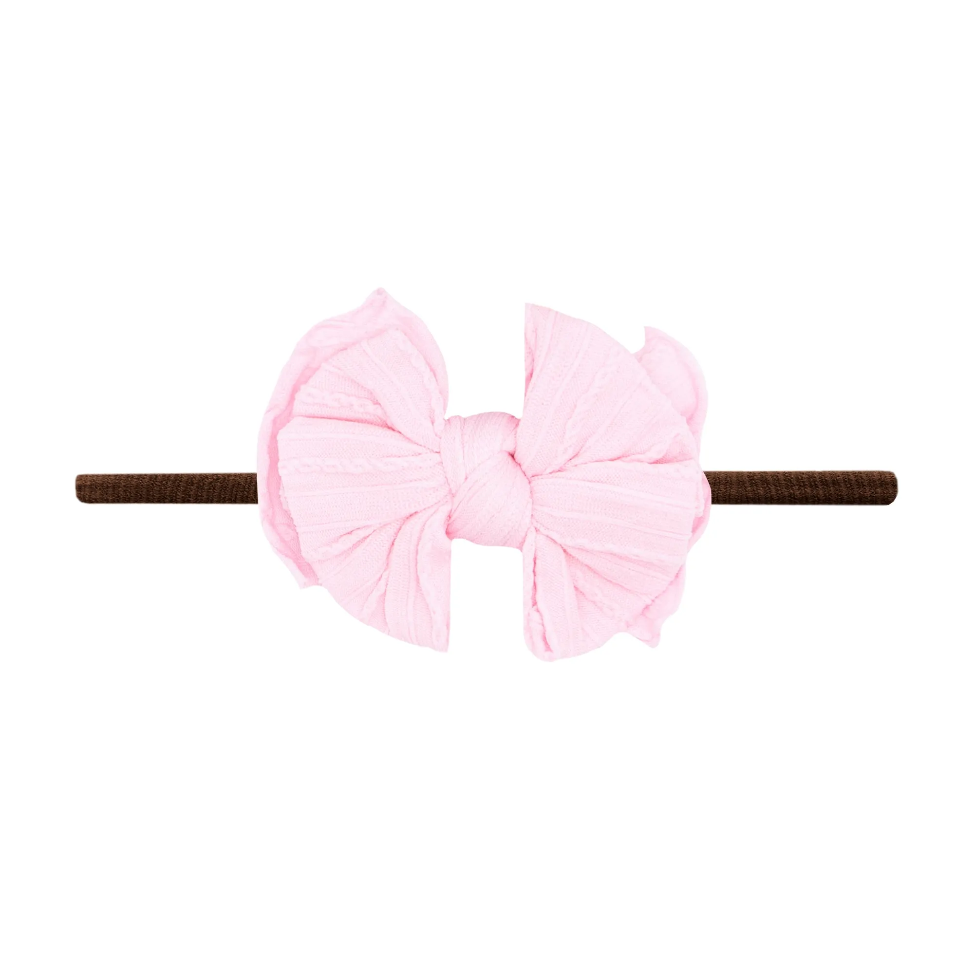 Baby Bling Pink / Brown Cable Knit Lil FAB Skinny Headband