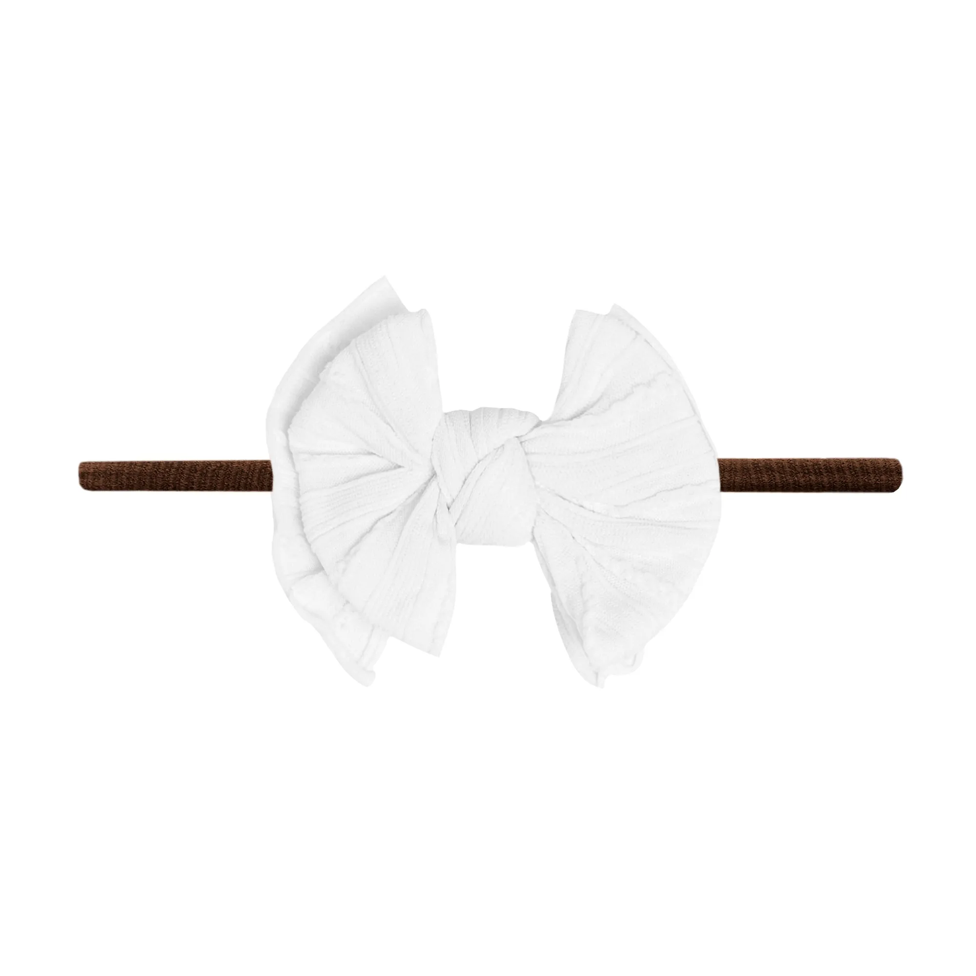 Baby Bling White / Brown Cable Knit Lil FAB Skinny Headband
