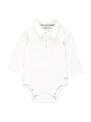 Baby Boys White Knit Polo Bodysuit