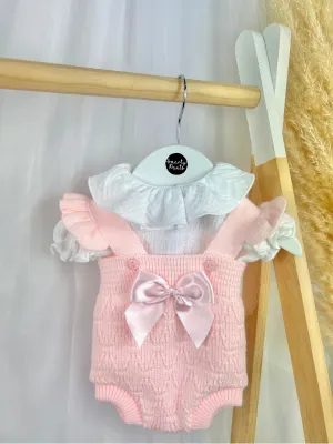 Baby Girl 'Melody' Pink Knitted Romper