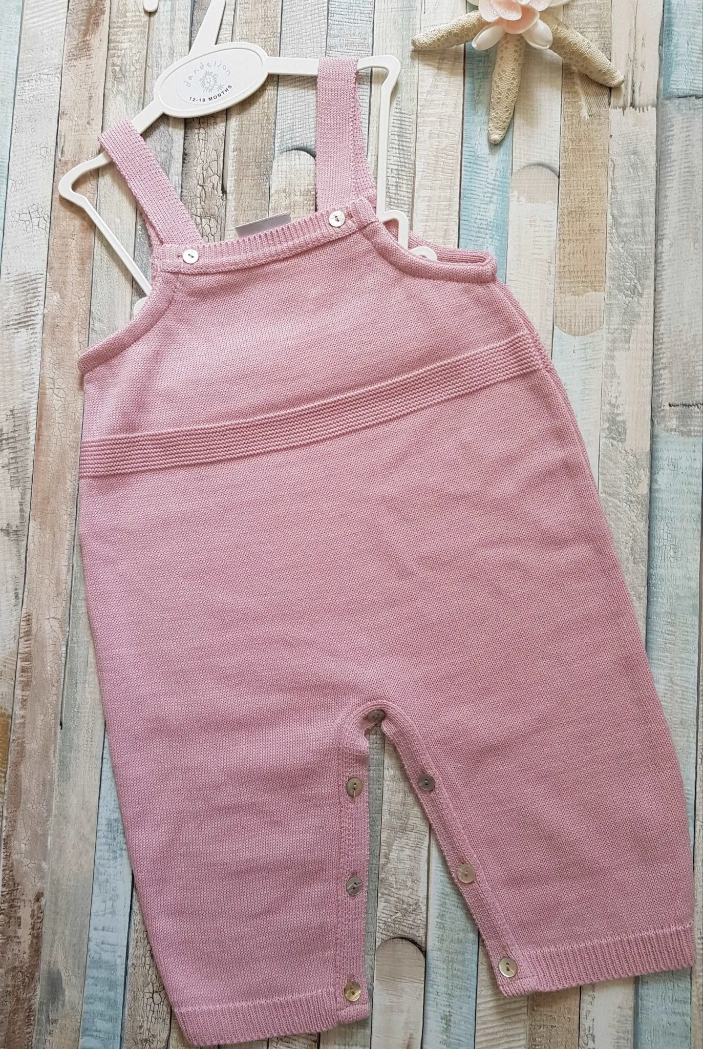 Baby Girls Plain Dusky Pink Dungaree