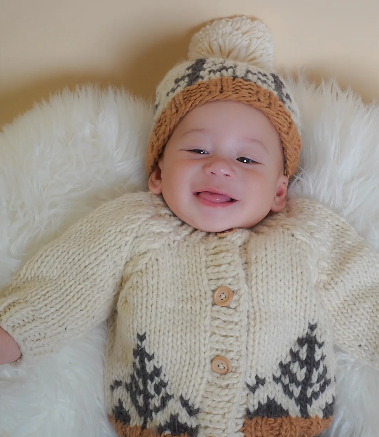 Baby Knit Christmas Button Up Sweater(Ivory)