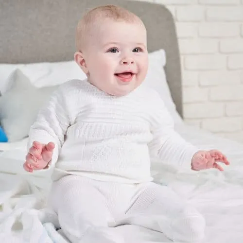 Baby Unisex Knitted Two Piece Outfit - White