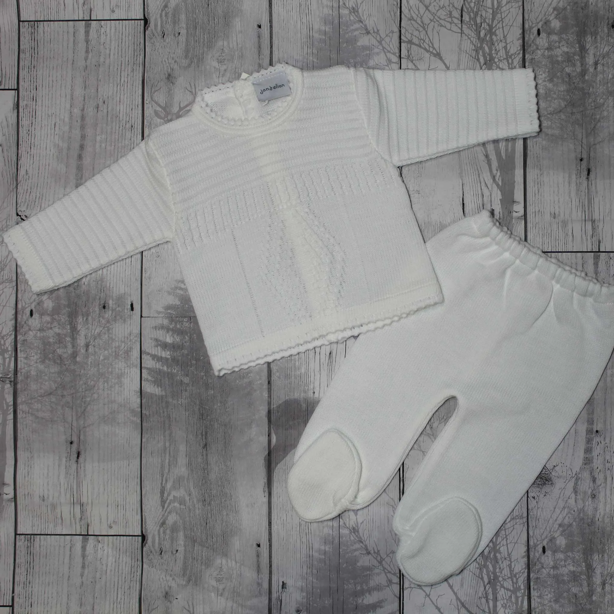 Baby Unisex Knitted Two Piece Outfit - White