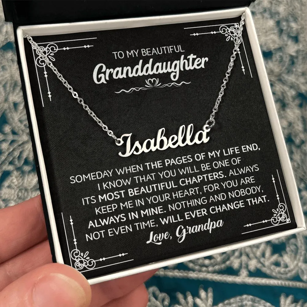 Beautiful Granddaughter (Love, Grandpa) | Custom Name Necklace w/ Gift Box