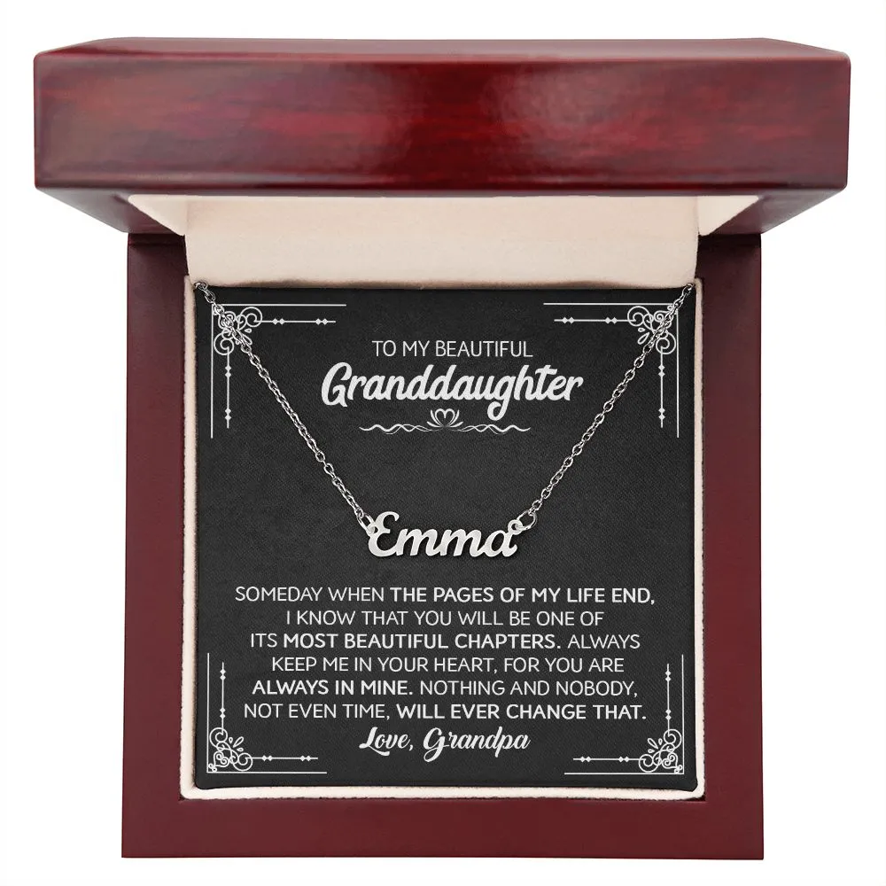 Beautiful Granddaughter (Love, Grandpa) | Custom Name Necklace w/ Gift Box