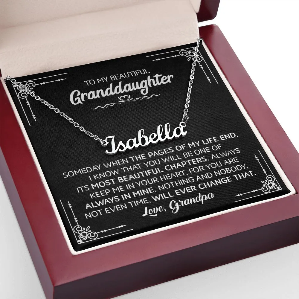 Beautiful Granddaughter (Love, Grandpa) | Custom Name Necklace w/ Gift Box