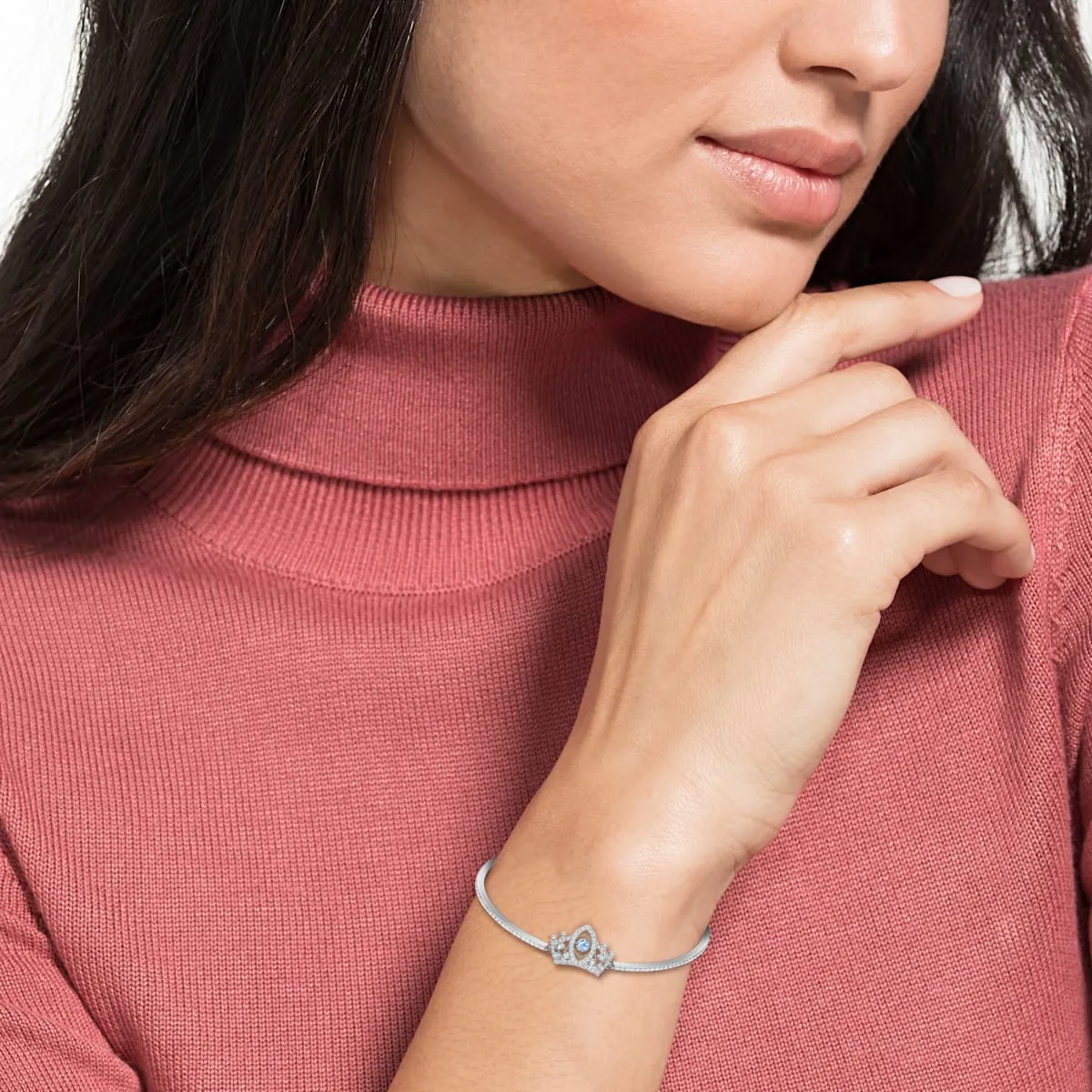 Bee A Queen Blue Rhodium Plated Bangle