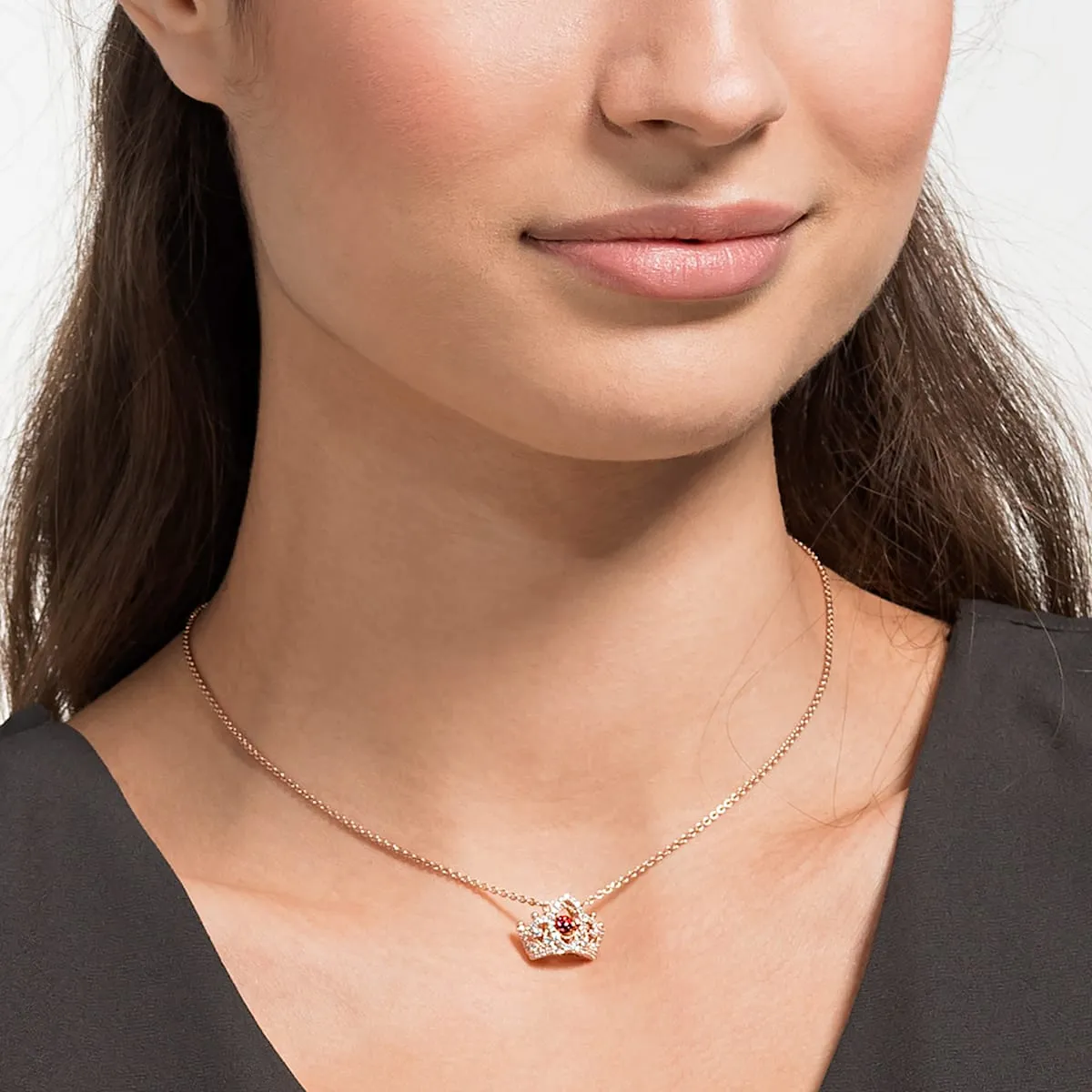 Bee A Queen Red Rose-Gold Tone Plated Pendant Necklace