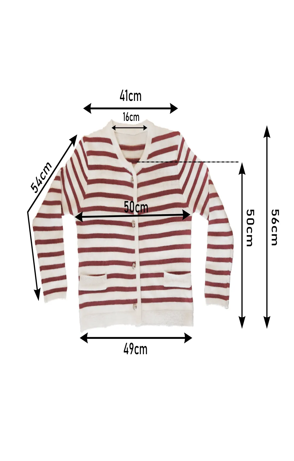 Beige & Red Stripes Cardigan