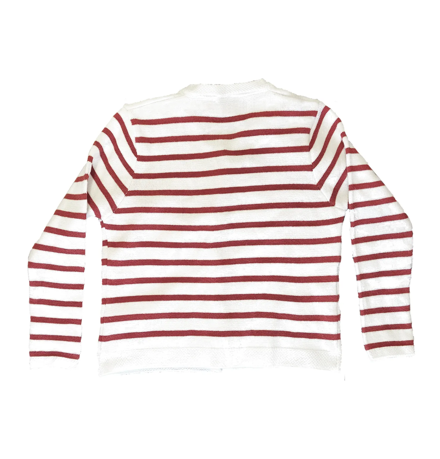 Beige & Red Stripes Cardigan