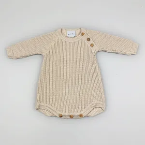Beige Unisex Knitted Baby Romper – Dandelion