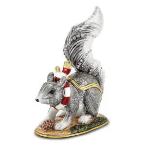Bejeweled Multi Color Finish MAVERICK Winter Grey Squirrel Trinket Box