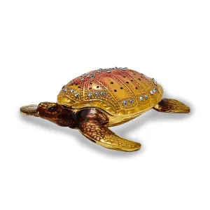 Bejeweled Multi Color PALM BEACH Loggerhead Sea Turtle Trinket Box