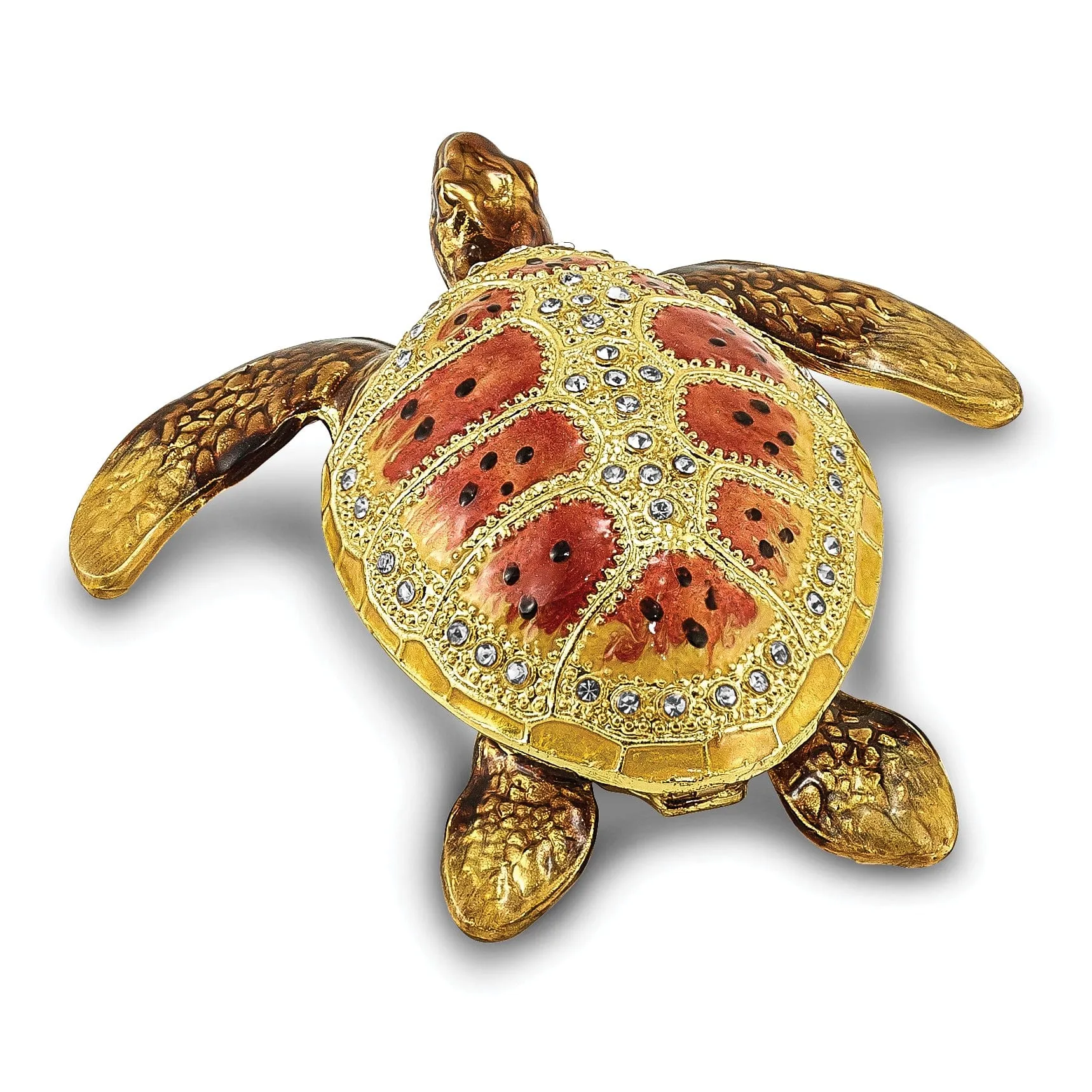 Bejeweled Multi Color PALM BEACH Loggerhead Sea Turtle Trinket Box