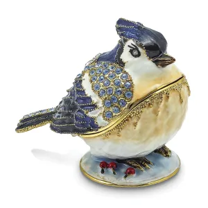 Bejeweled Pewter ADMIRAL Blue Jay Trinket Box Design