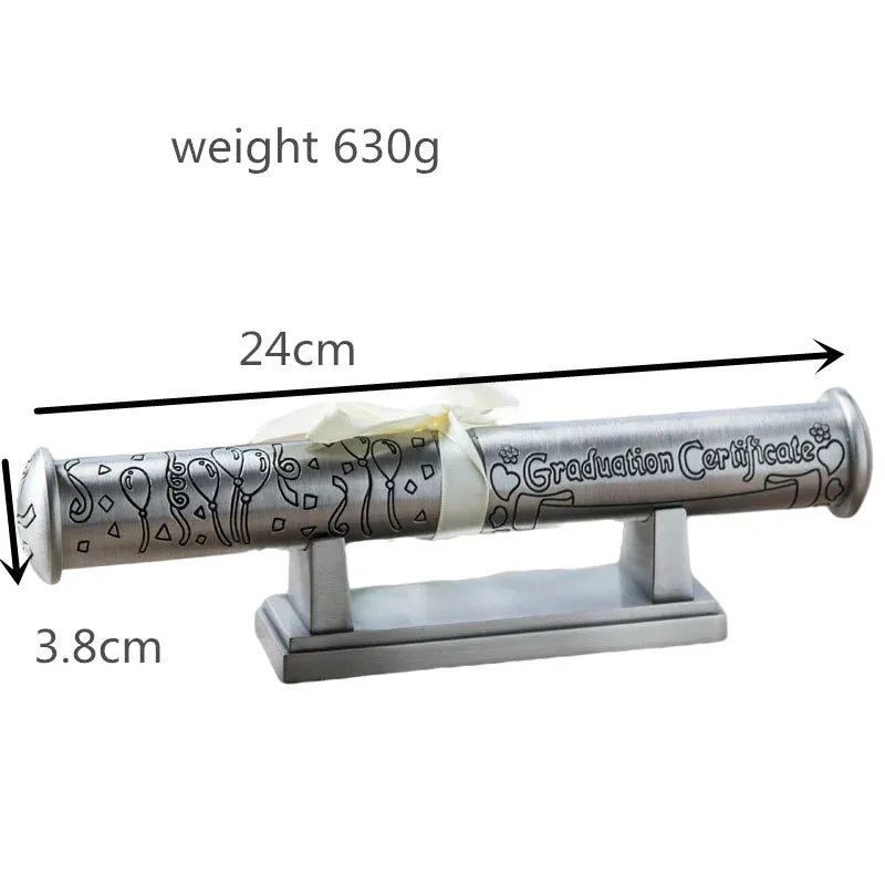 Birth Crtificate Cylinder Diploma Home Decor Baptism Gift Metal Crafts Decoration Retro Church Utensils Marriage Collection Box