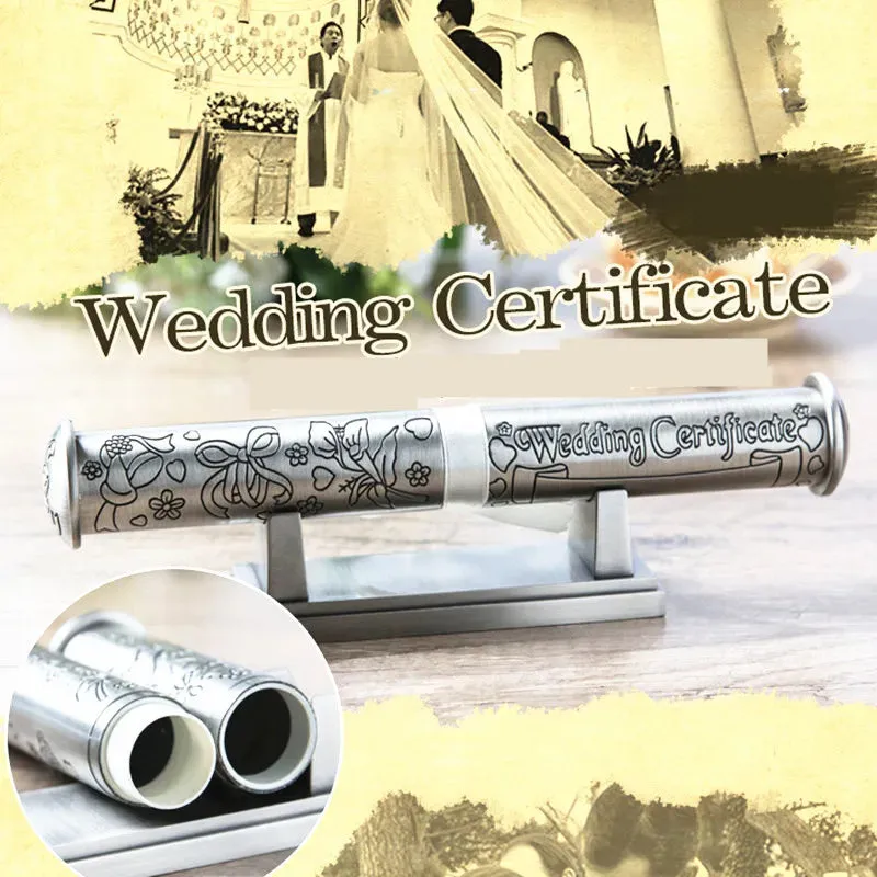 Birth Crtificate Cylinder Diploma Home Decor Baptism Gift Metal Crafts Decoration Retro Church Utensils Marriage Collection Box