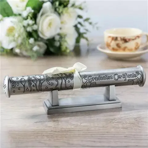 Birth Crtificate Cylinder Diploma Home Decor Baptism Gift Metal Crafts Decoration Retro Church Utensils Marriage Collection Box