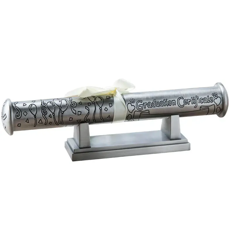 Birth Crtificate Cylinder Diploma Home Decor Baptism Gift Metal Crafts Decoration Retro Church Utensils Marriage Collection Box