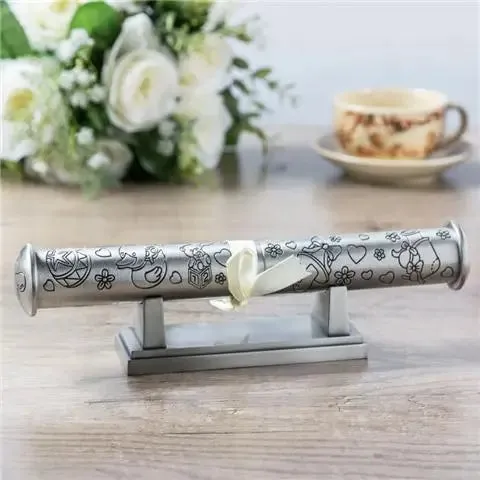 Birth Crtificate Cylinder Diploma Home Decor Baptism Gift Metal Crafts Decoration Retro Church Utensils Marriage Collection Box