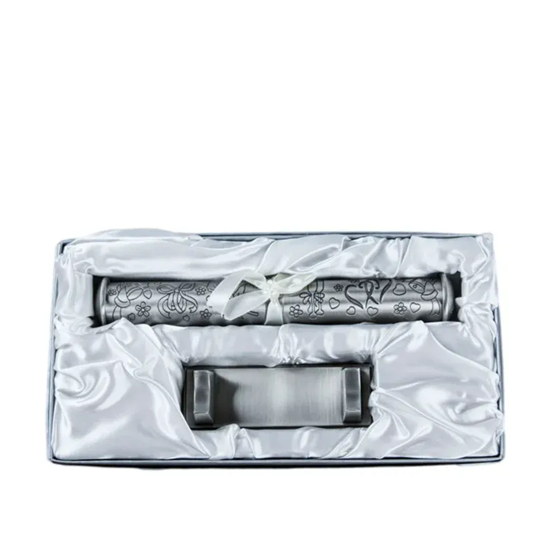 Birth Crtificate Cylinder Diploma Home Decor Baptism Gift Metal Crafts Decoration Retro Church Utensils Marriage Collection Box
