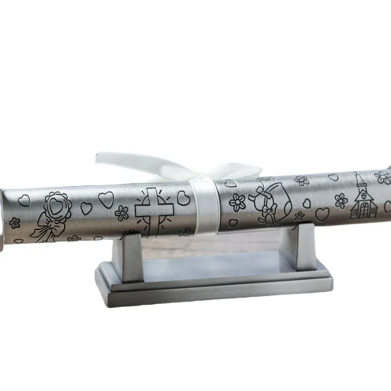 Birth Crtificate Cylinder Diploma Home Decor Baptism Gift Metal Crafts Decoration Retro Church Utensils Marriage Collection Box