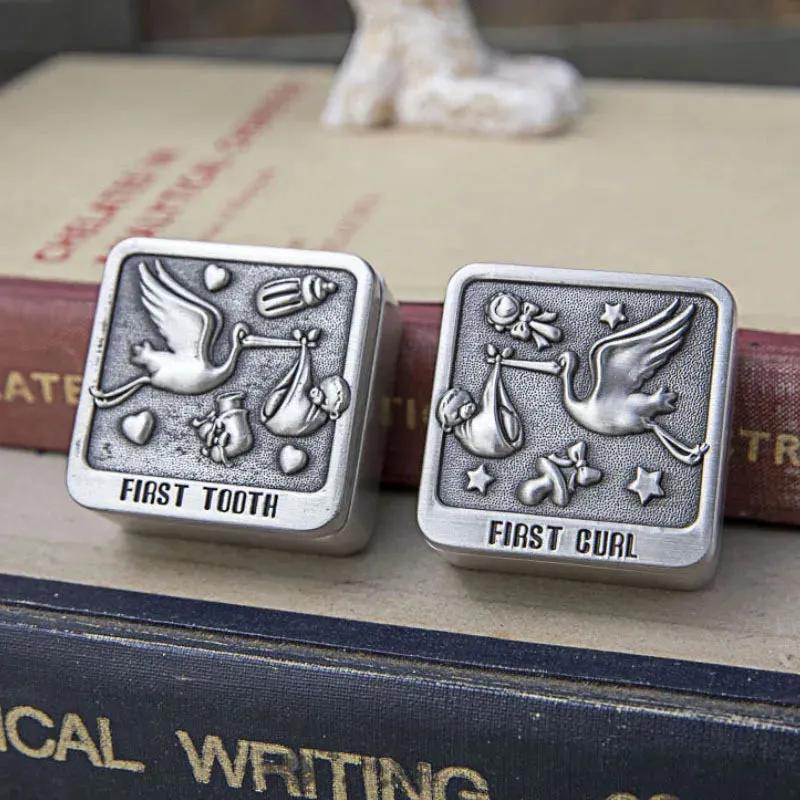 Birth Tube Box Baptism Gift Metal Crafts Home Decor Marriage Cylinder Deciduous Tooth Storage Case