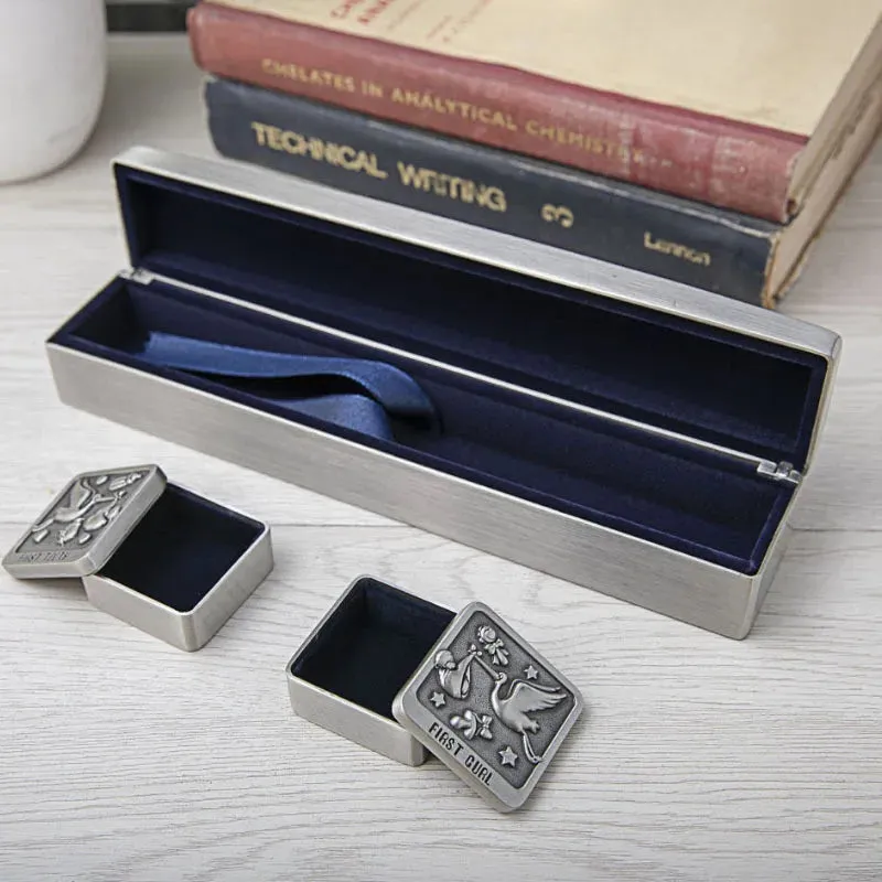 Birth Tube Box Baptism Gift Metal Crafts Home Decor Marriage Cylinder Deciduous Tooth Storage Case