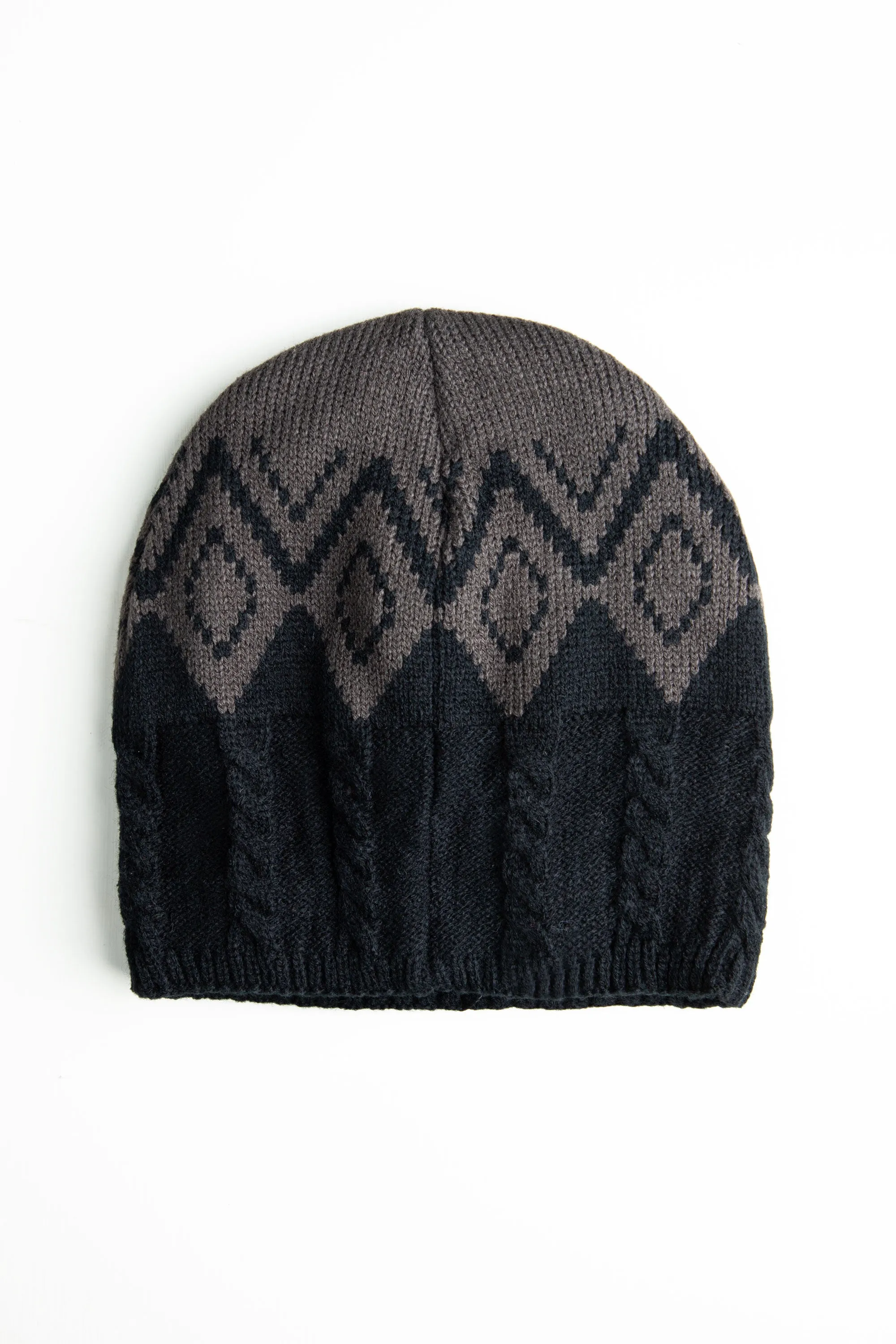 Black Argyle Beanie