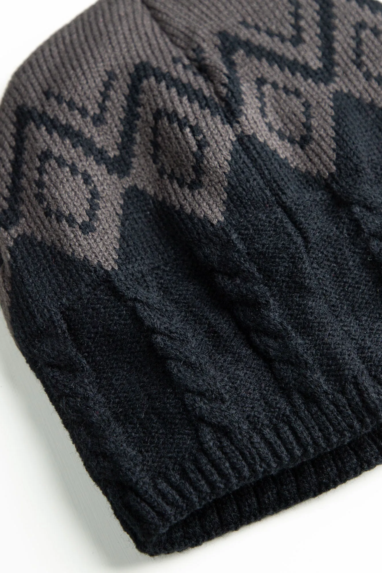 Black Argyle Beanie