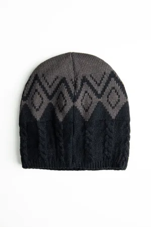 Black Argyle Beanie
