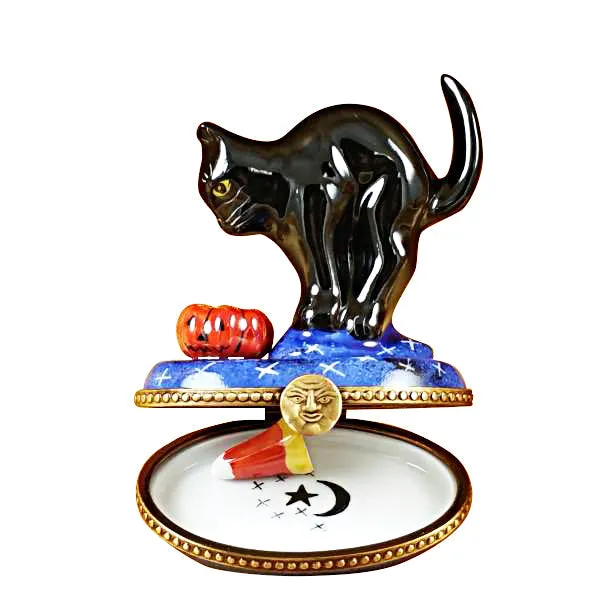Black Cat Pumpkin Candy Corn Décor