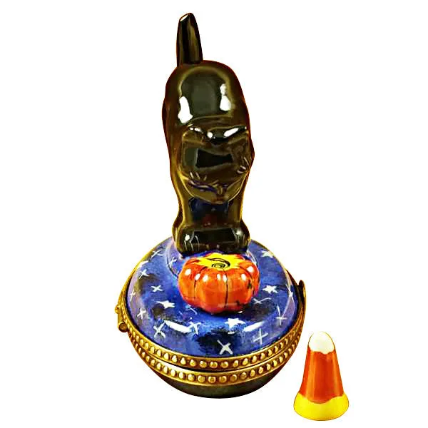 Black Cat Pumpkin Candy Corn Décor