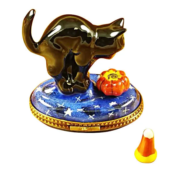 Black Cat Pumpkin Candy Corn Décor