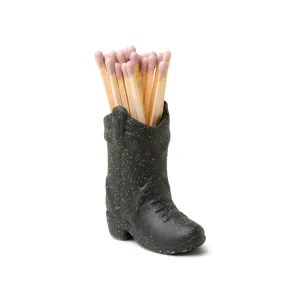 Black Cowboy Boot Vintage Match Holder