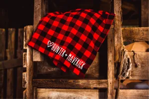 Blanket Wrapped In Love | Custom Name Fleece Buffalo Plaid Blanket - Free Shipping