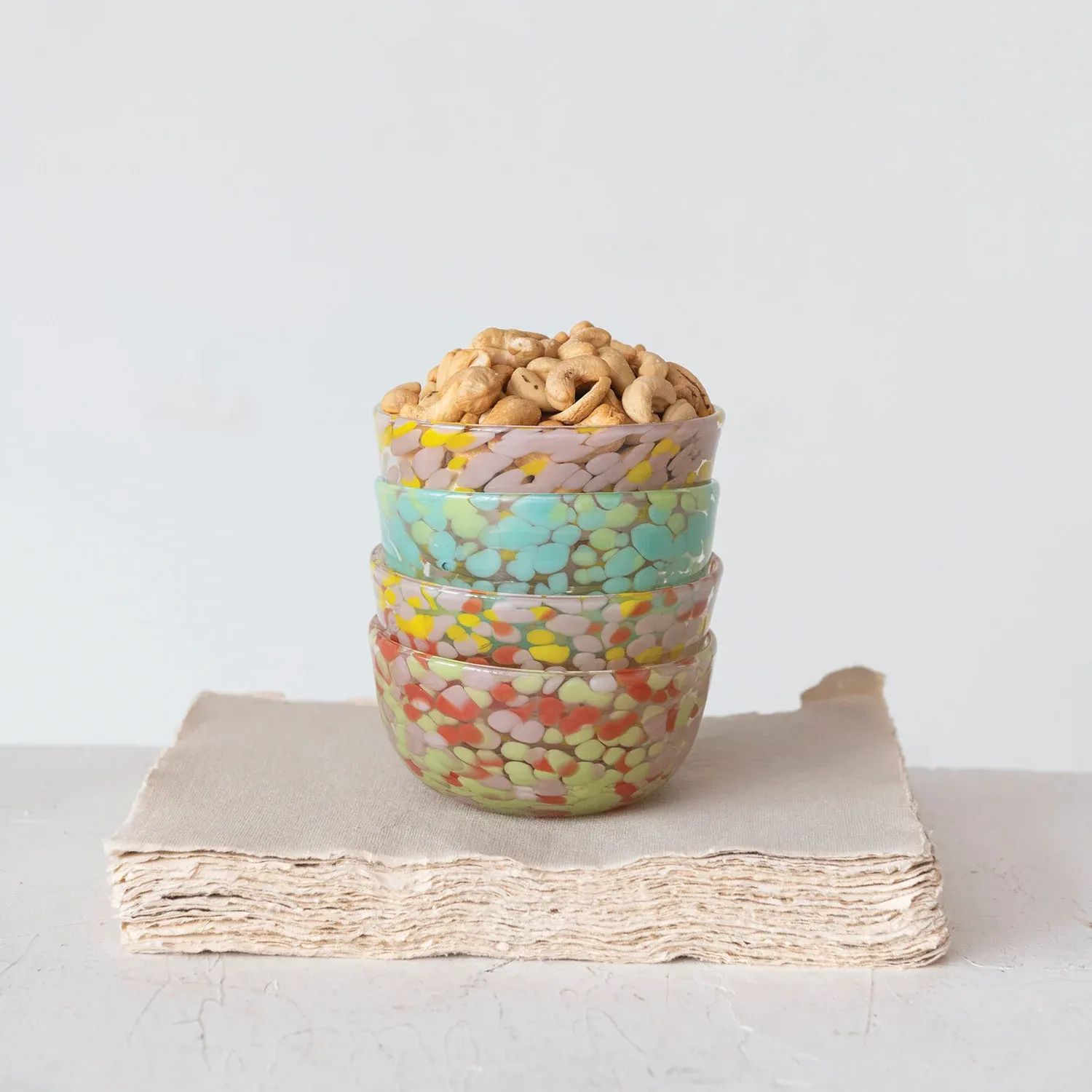 Blown Confetti Glass Bowl, Multi Color