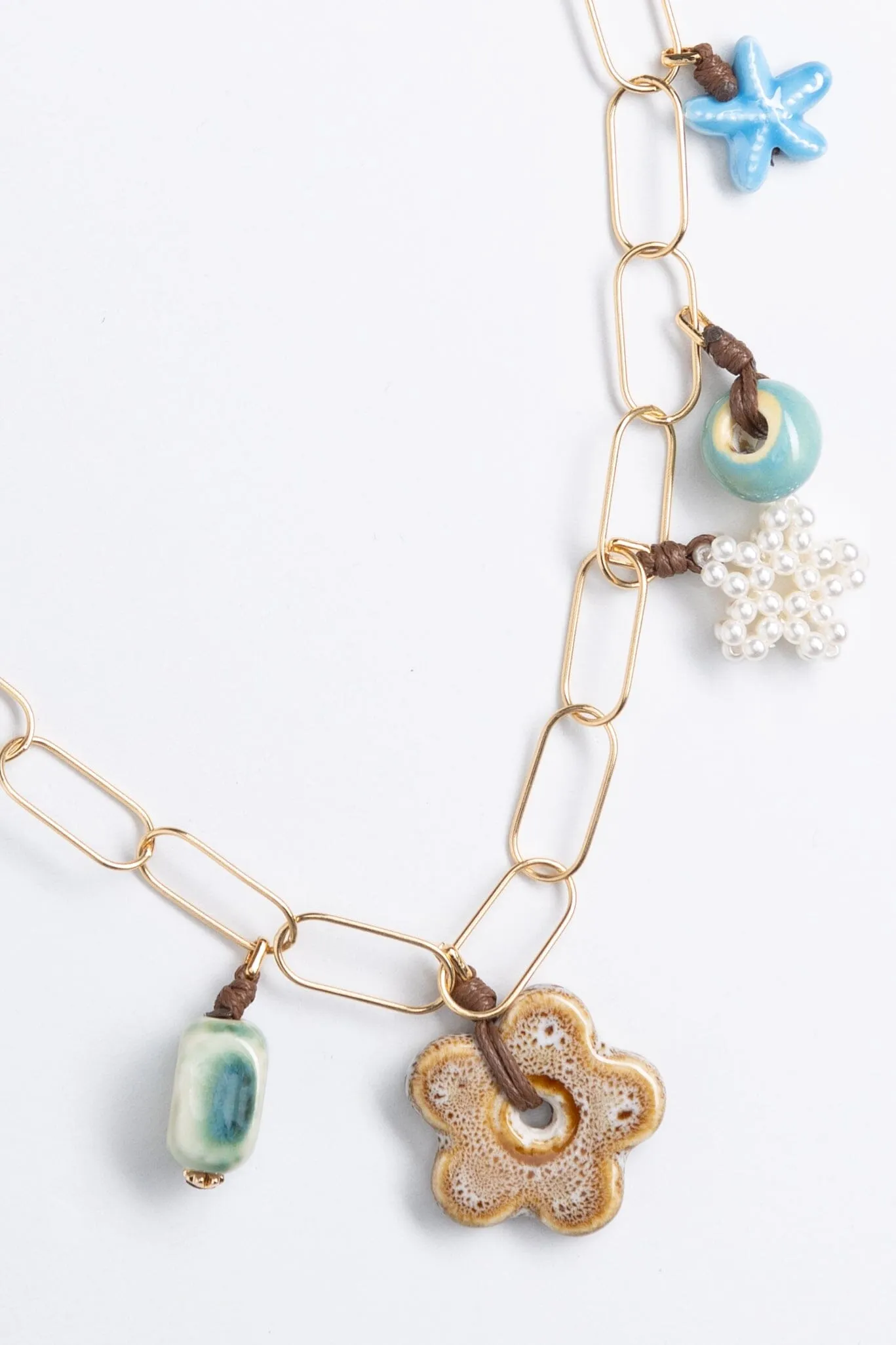 Blue Amazonite Charm Link Necklace