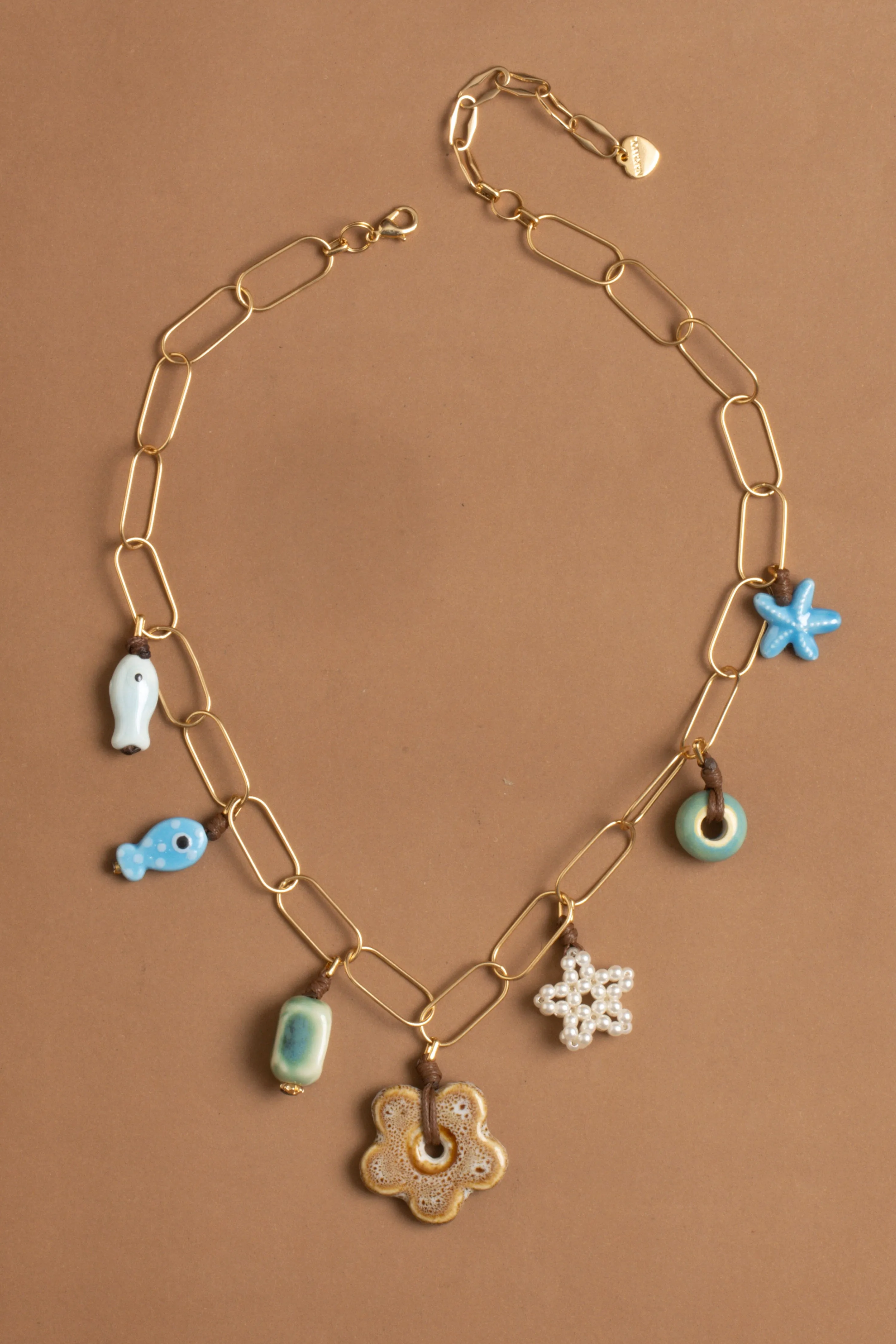 Blue Amazonite Charm Link Necklace